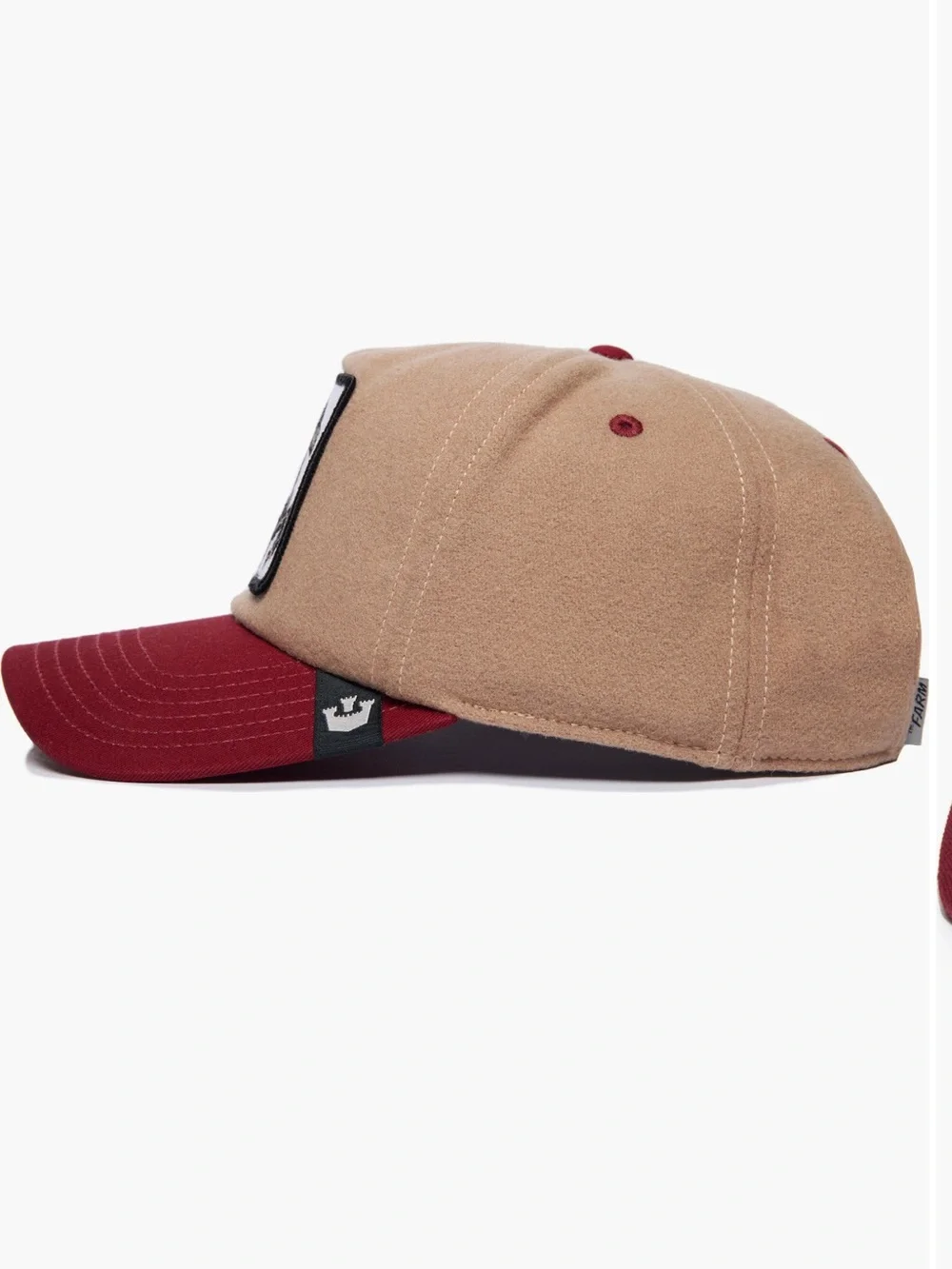 Goorin Bros Free Rider Stallion Patch Two-Tone Baseball Cap Tan & Burgundy NWT